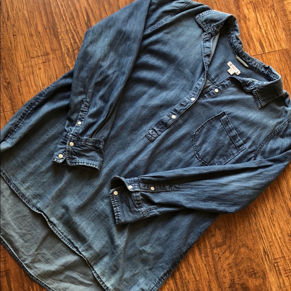 Chambray tunic style denim top XXL